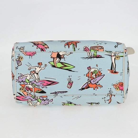 PRADA Hand Bag Canvas 2way Light Blue Gold Auth - Picture 6 of 15